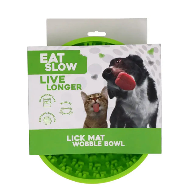Grüner Antischling Napf und Schleckmatte für langsames Essen, eat slow live longer