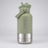 L F L O O F 3 in 1 Hunde Reiseflasche mit abnehmbarem Trinknapf und Leckerlifach in Matcha