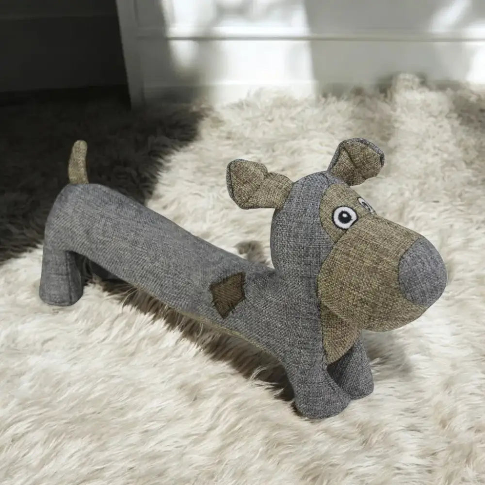 Grauer brauner Stoff-Dackel von Country Dog Daisy mit recyceltem Kunststoff und doppelten Nähten