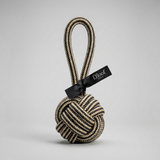 L'floof Rope Tug Spielzeug für Hunde robustes Zerrspielzeug aus Baumwollseil in Beige und Schwarz mit Knotenball