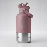 L'FLOOF 3-in-1 Hunde-Reiseflasche 946 ml in Dusty Pink mit abnehmbarem Trinknapf und Leckerlifach