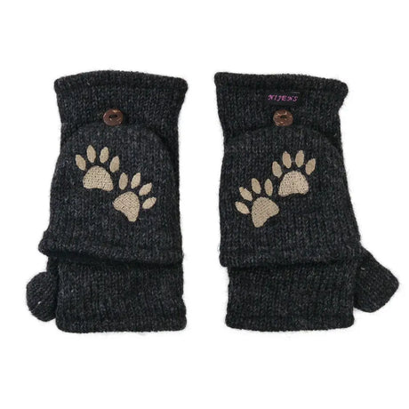 Fingerlose Handschuhe von Nijens Elecktra mit Pfotenstickerei