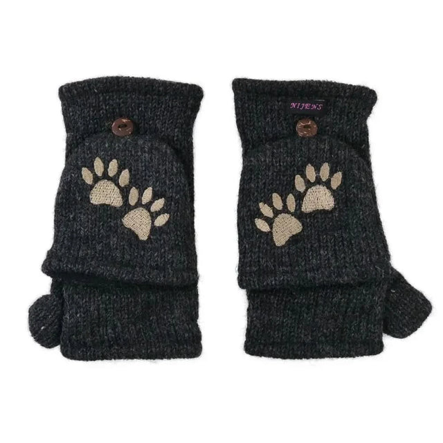 Fingerlose Handschuhe von Nijens Elecktra mit Pfotenstickerei