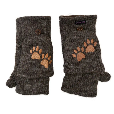 Fingerlose Handschuhe von Nijens Elecktra in dunklem Grau mit Pfotenstich