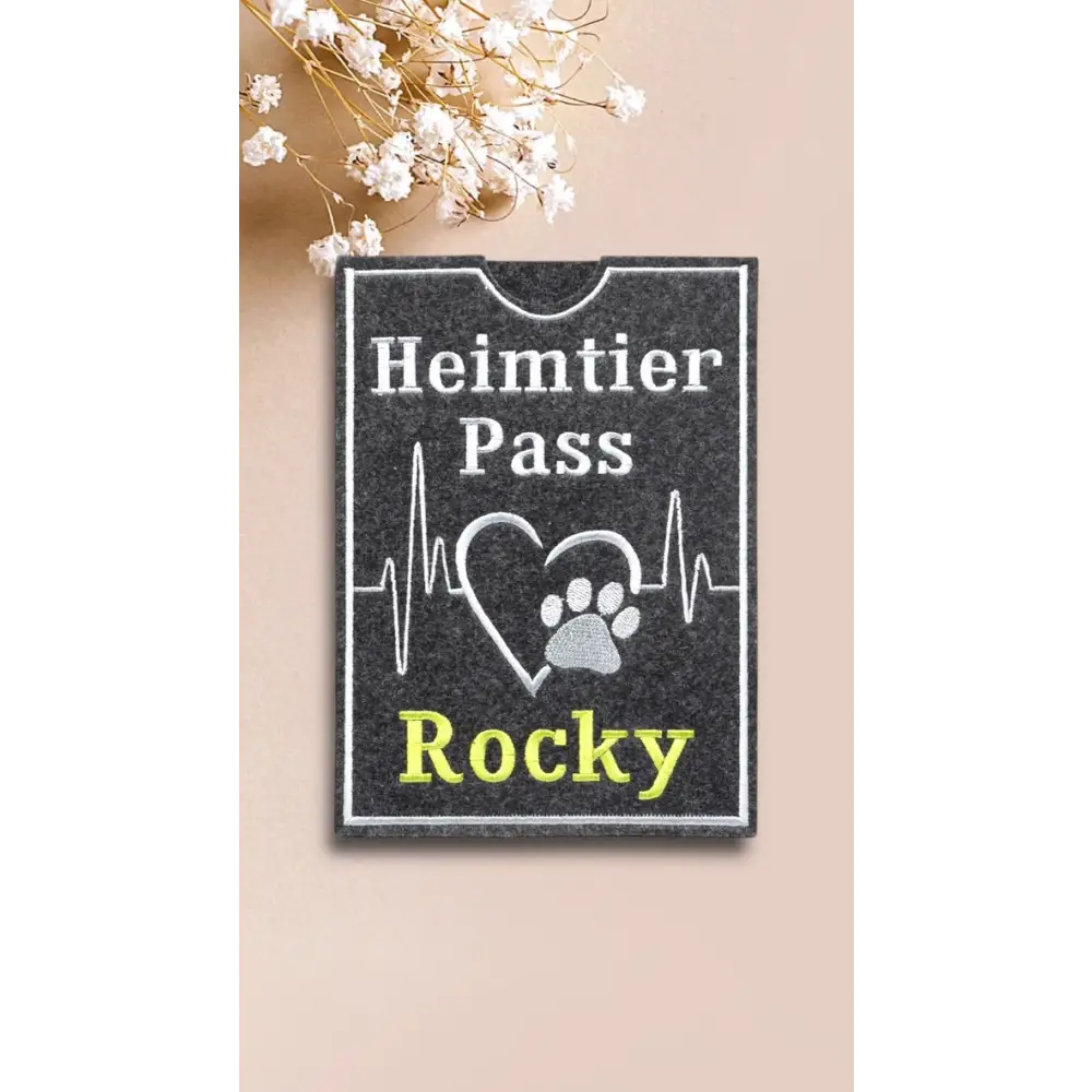 Personalisierte impfpass hülle bestickt für Haustiere, stylische impfpass hülle