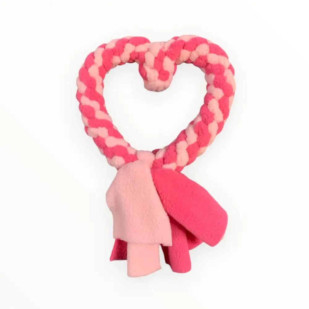 Herz Zergel Pink Dreams Hundespielzeug mit rosa und weißem Seil und Stoffstreifen