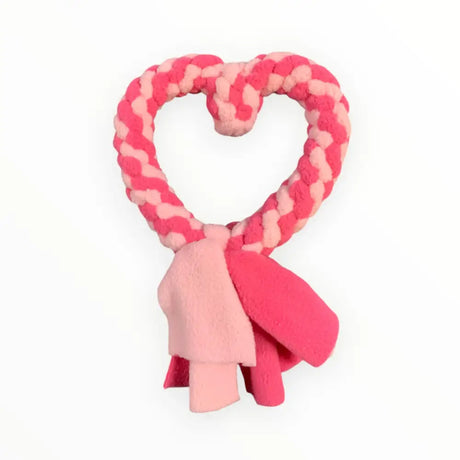 Herz Zergel Pink Dreams Hundespielzeug mit rosa und weißem Seil und Stoffstreifen