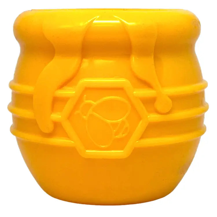 SodaPup Honey Pot Dein unzerstörbarer Leckerli-Spender, gelb, Honigtopf-Design mit breiter Öffnung