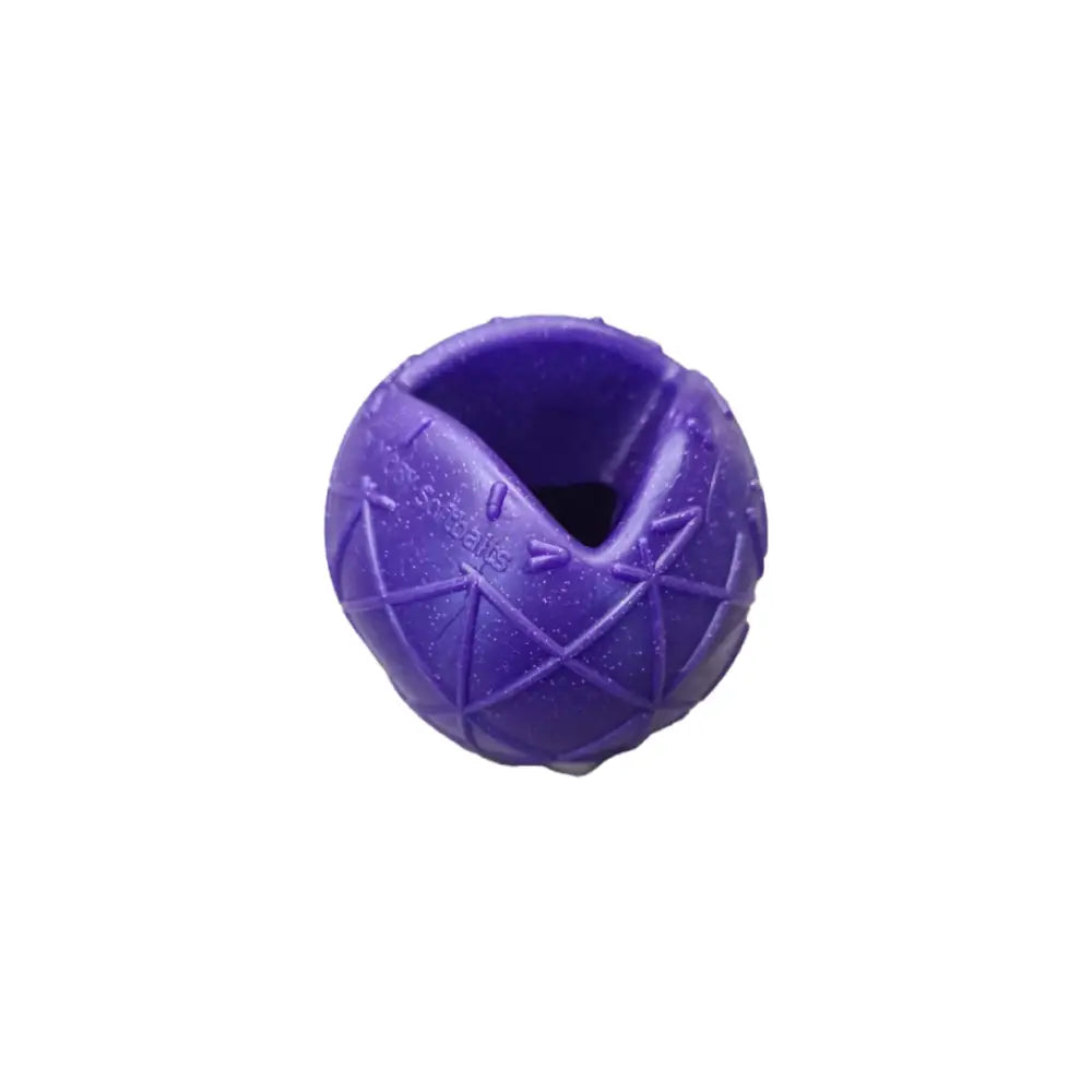 Lila Moby Hundeball mit Wurfschlaufe, sternförmig strukturiert