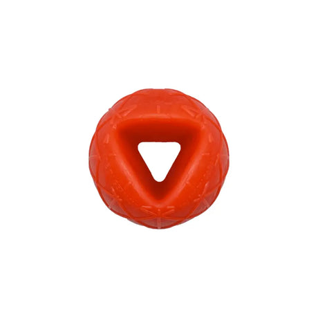 Hundeball Moby mit Wurfschlaufe, orange, texturiert mit Dreieckloch