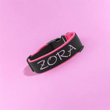 Schwarzes pinkes Hundehalsband mit Namen und atmungsaktive 3d-airmeshpolsterung