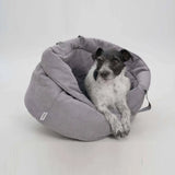 Gemütliches graues körbchen little basket hundekörbchen shopper mit weichem plüsch und praktischen griffen