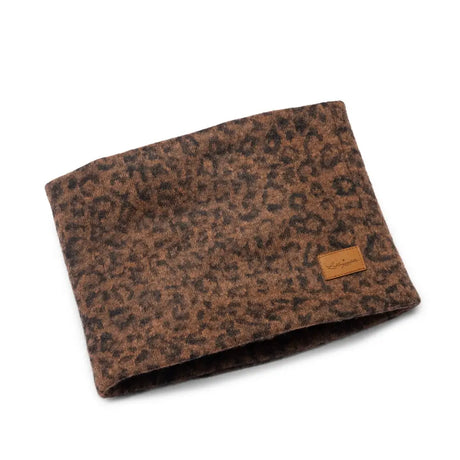 Eleganter Hunde-Schlauchschal Teddy in Leoprint, flauschiger Teddy-Plüsch als Kälteschutz für Herbst und Winter