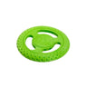 Leuchtend grüner strukturierter kiwi walker dog disc frisbee aus gummi in lenkradform mit geprägt branding