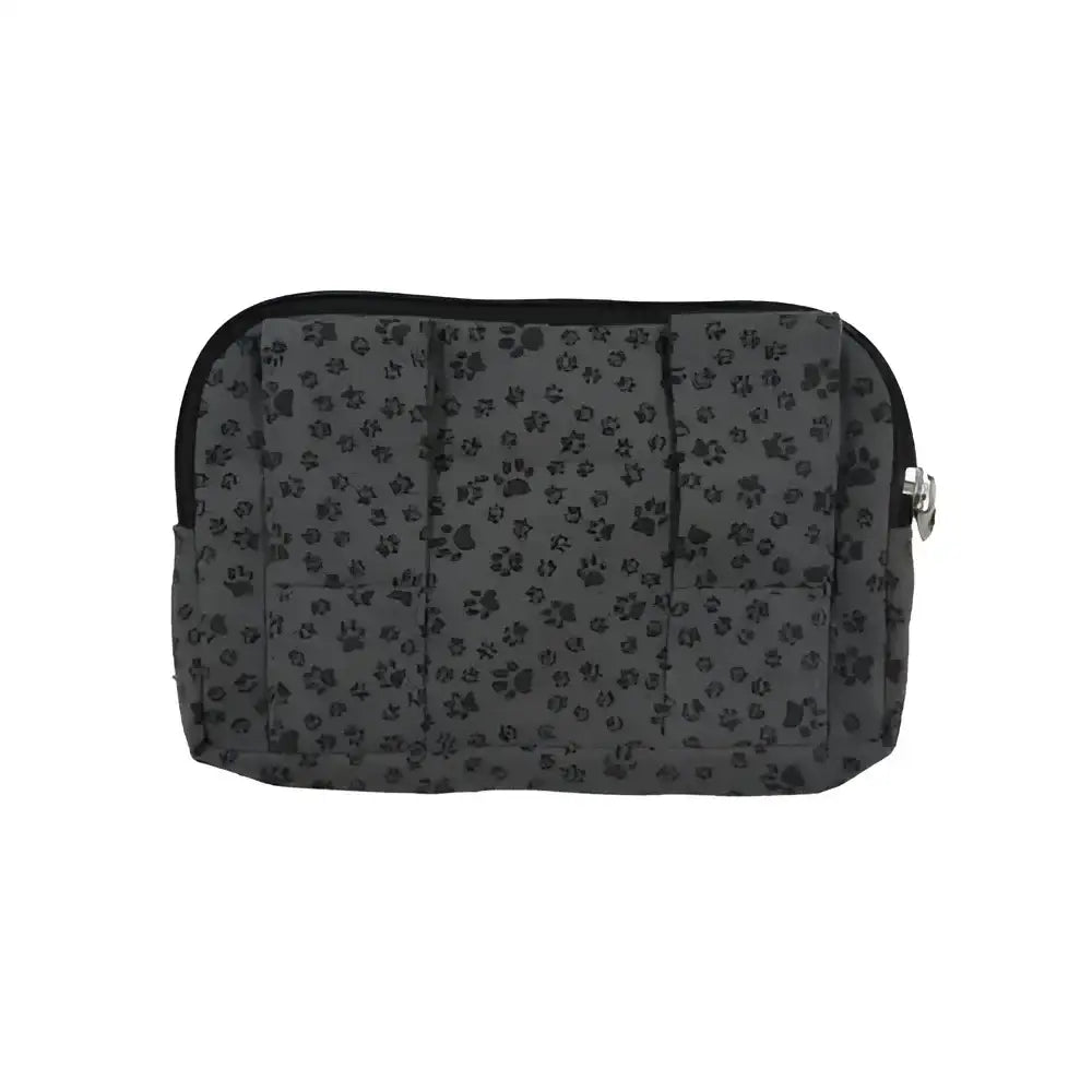 Graue gassitasche arizona mit pfotendruck, hochwertige verarbeitung, leckerli-tasche arizona