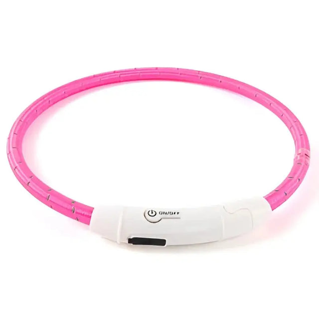 Pink LED Hundehalsband mit On/Off-Schalter, reflektierender Flash Ring für mehr Sicherheit