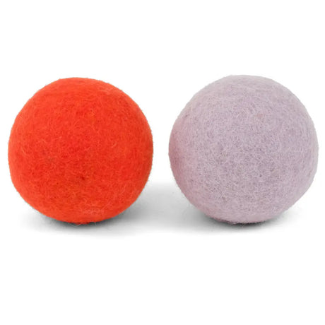 Filzball-Set für Hunde aus 100 neuseeländischer Schurwolle, nachhaltiges Hundezubehör, orange und lila Filzbälle