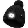 Schwarze Mütze mit LED Beleuchtung und Bommel, perfekt für dunkle Nächte