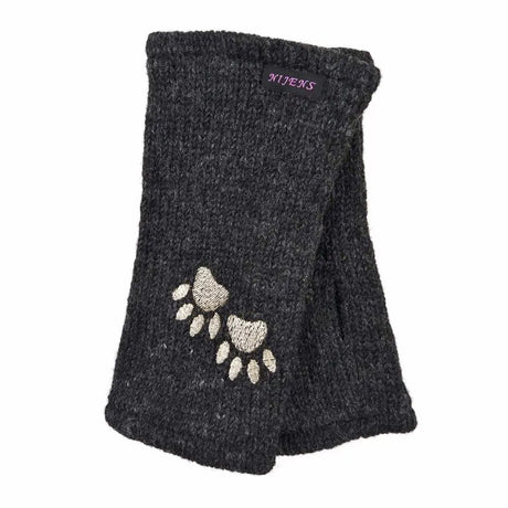 Nijens Pulswärmer Hadar: dunkler grauer Fingerless Glove mit Pfotenstickerei für kalte Tage