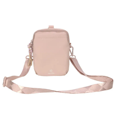 Hübsche hellrosa Crossbody Snack Bag für Hunde mit verstellbarem Gurt, perfekt für unterwegs