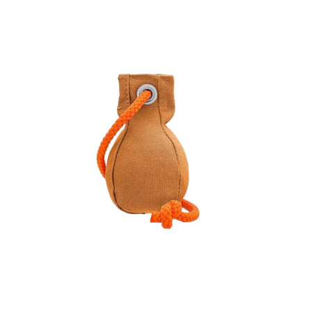 Brauner Canvas Romneys Dummy Ball 150g mit orange Rope für Hundetraining