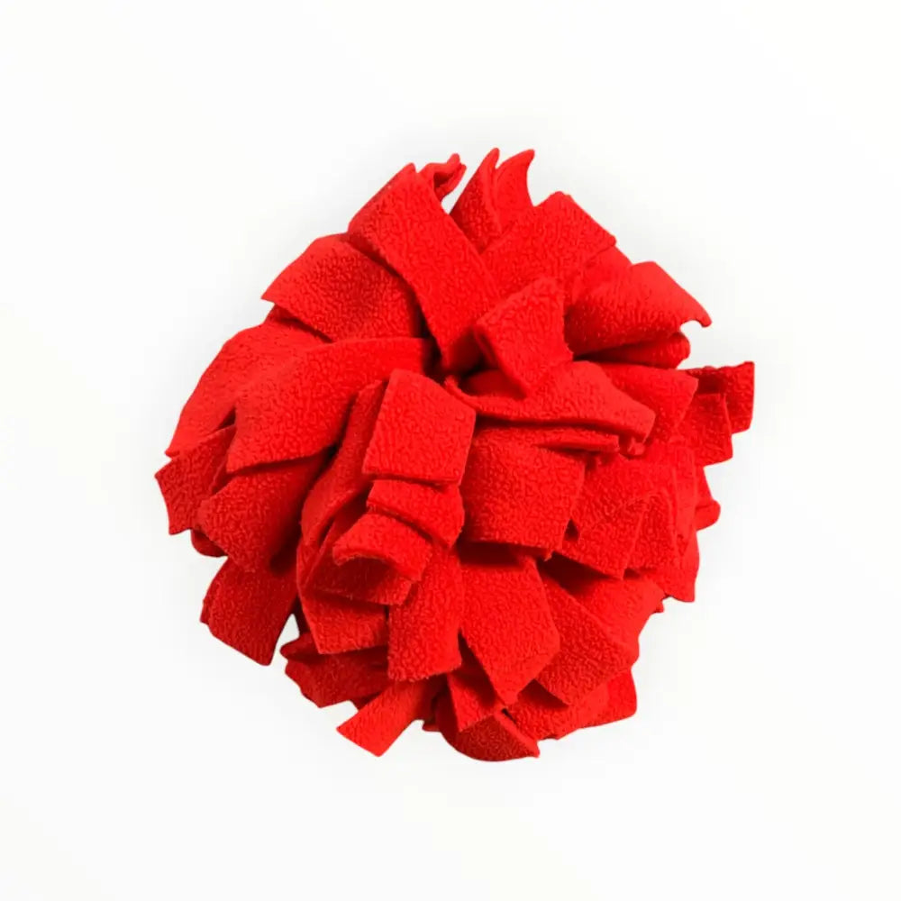 Red fleece pom-pom für Schnüffelball Red Fire aus Öko-Tex Fleece, liebevoller Handarbeit