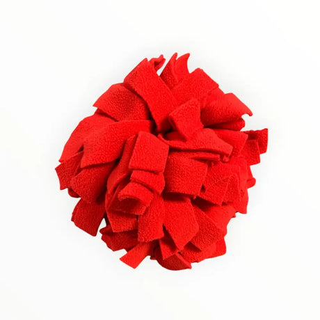 Red fleece pom-pom für Schnüffelball Red Fire aus Öko-Tex Fleece, liebevoller Handarbeit