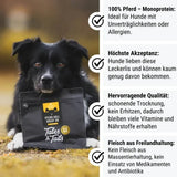 Schwarzer Beutel Tales & Tails pferd voll Pferdefleisch Leckerli für Hunde