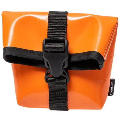 Treusinn® hunde leckerlitasche goody lkw orange glänzend wasserfest mit schwarzen gurtbandschlaufen und kunststoffschnalle ideale begleiter für hundespielzeug und hundehalsband