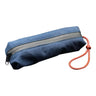 Navy blauer upcycling futterdummy mit grauem Reißverschluss und orangem Loop, 7cm breit