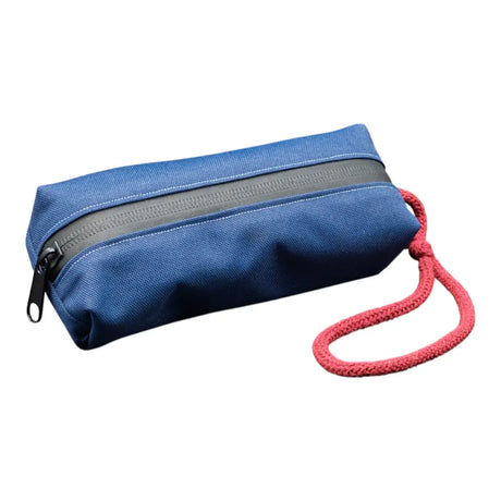 Blauer upcycling futterdummy mit rotem seilgriff, 7cm breit, für deutschen werkstätten