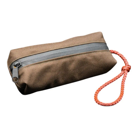 Brauner Canvas Upcycling Futterdummy mit orange Cord Loop, 7cm breit, deutsche werkstätten