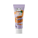Violett und orange vegdog lever wurst tube mit hypoallergenem lever wurst hundepâté snack