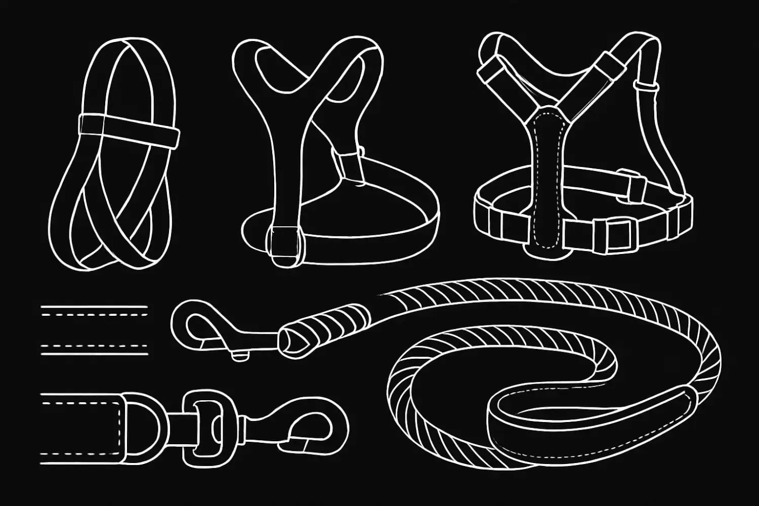 weiße linienzeichnung eines hundegeschirrs und leinen sets von der rückseite für den hundegeschirr und leinen guide 2025 tipps und auswahl für hunde