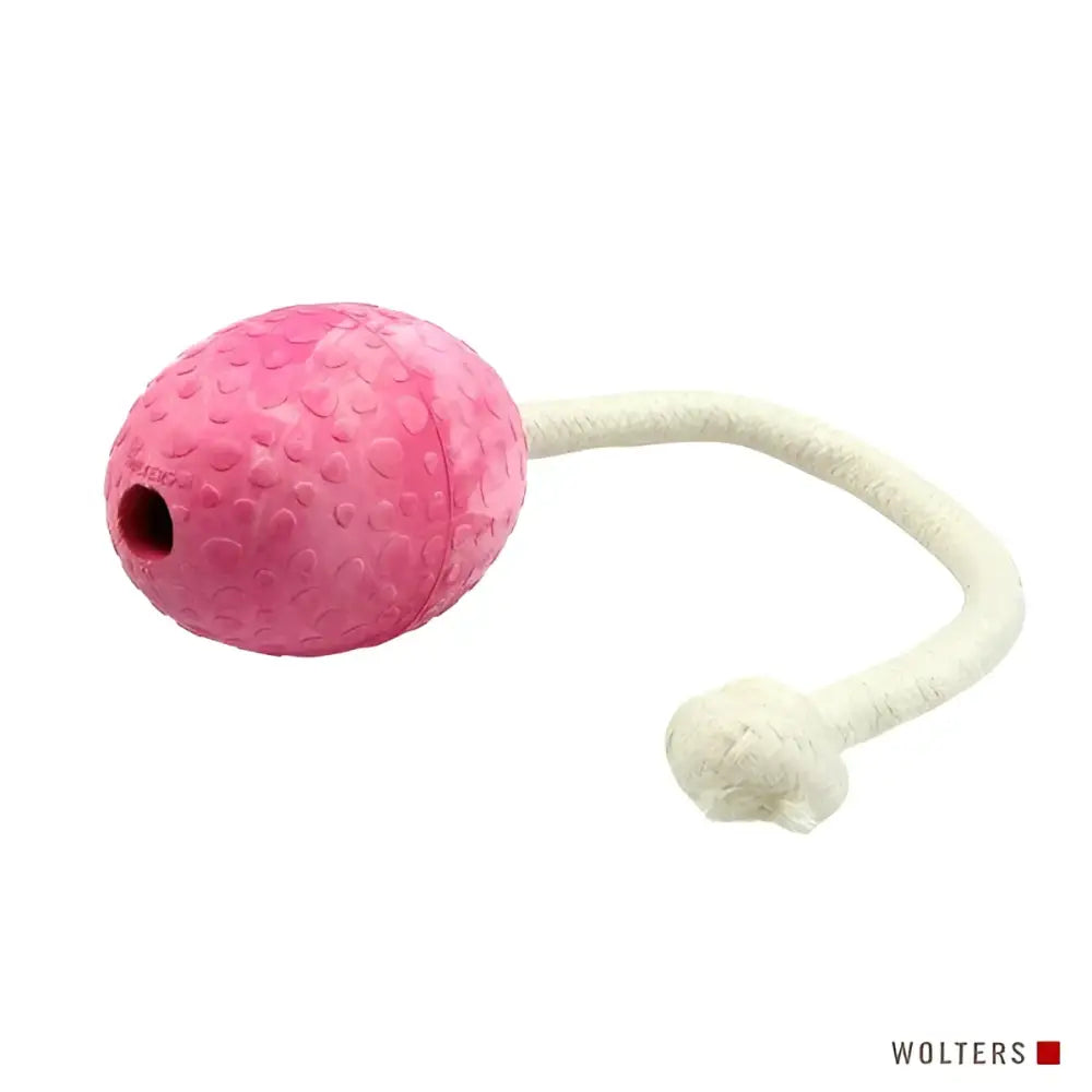 Pinkes Wolters Straussenei Hundespielzeug mit Seil, perfekt für Hunde und Hundehalsband