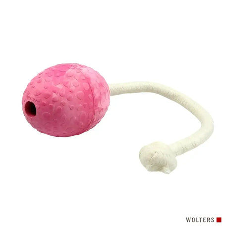 Pinkes Wolters Straussenei Hundespielzeug mit Seil, perfekt für Hunde und Hundehalsband